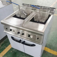 Penggorengan Gas Stainless Steel Profesional 42L untuk Ayam dan Churros, Tangki Ganda 21L+21L, Komersial, Berbahan Bakar Propana