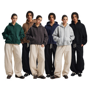 <span class=keywords><strong>Felpa</strong></span> con Cappuccio Streetwear da Uomo Personalizzata 370G, Trendy con Doppia Cerniera, Tinta Unita, Pesante - Product Image 2