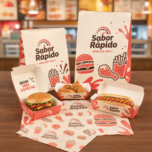 Disposable Hamburger Box French Fry Holder Sauce Cup Fast Food Packaging Bundle - Product Image 1