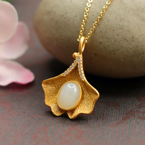 Collar con Colgante de Jade Ximang Hotian 2026, Diseño de Hoja de Loto Blanca, Joyería al por Mayor S2032662 - Product Image 4