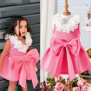 Abiti Estivi Coreani per Bambine 2026 Senza Maniche con Fiori in Pizzo Tinta Unita e Fiocco - <span class=keywords><strong>Abbigliamento</strong></span> all'Ingrosso - Product Image 2