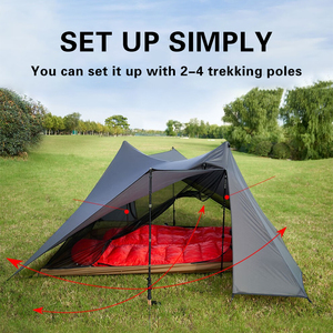 Carpa Ultraligera para 2 Personas, Sin Postes, con Soporte para Bastones de Trekking, Nailon 15D, Impermeable, Resistente al Viento, para Excursionismo, Senderismo y Viajes - Product Image 5