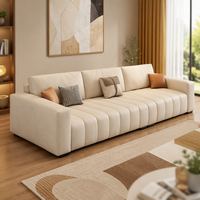 Canapé de salon moderne minimaliste en tissu technique couleur crème, trois places, pour petits appartements, style italien, luxe léger