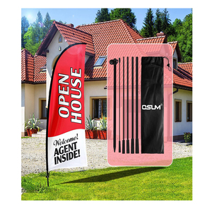 Venta caliente <span class=keywords><strong>Agente</strong></span> de bienes raíces Bandera de señal de Casa Abierta con kit de Poste/Estaca de tierra, Señal de apertura sin viento Bandera de publicidad comercial - Product Image 1
