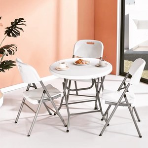 Table pliante d'extérieur portable bon marché table de jardin pliable 6ft tables et chaises rondes en plastique blanc pour événements fête restaurant - Product Image 2