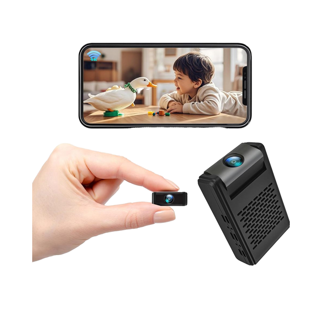 Mini Security Camera, Nanny Cam with 180°Rotating Lens, WiFi Wireless No WiFi Recording, Motion Detection