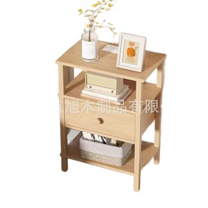 Mesita de noche de madera con cajón y estante para dormitorio, sala de estar, organizador de almacenamiento - Product Image 2
