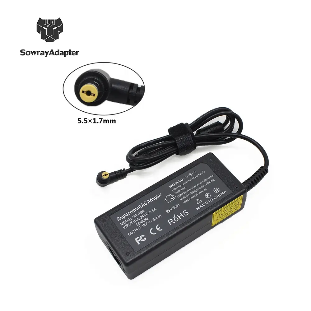 19v 3.42a 5.5*1.7mm 65w ac, adaptador de laptop, carregador para aparelho de computador, adaptador