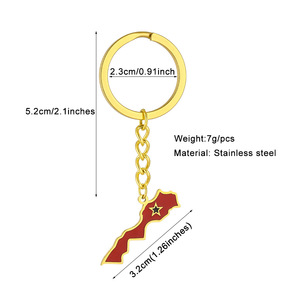 Nuovo Portachiavi con Bandiera e Mappa del <span class=keywords><strong>Marocco</strong></span> per Uomo e Donna, Ciondolo in Acciaio Inossidabile, Catena Portachiavi Color Oro, Gioiello Vintage, Accessorio Amuleto - Product Image 6
