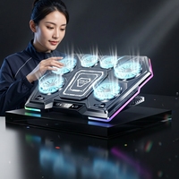 Support de refroidissement pour ordinateur portable D13 à 6 ventilateurs, refroidi par air, en aluminium et plastique, RGB, pour le bureau et l'e-sport