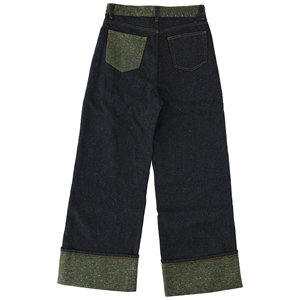 Jeans baggy à revers fabriqués en Chine, Guangzhou, couleur contrastée à l'envers, jambe large, jeans moyens, denim noir, pantalon pour hommes, streetwear - Product Image 2