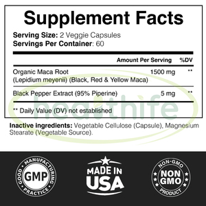 Extracto de Raíz de <span class=keywords><strong>Maca</strong></span> Negra Healthife <span class=keywords><strong>en</strong></span> <span class=keywords><strong>Polvo</strong></span> 500mg/120cápsulas/Botella Cápsulas de Raíz de <span class=keywords><strong>Maca</strong></span> - Product Image 2