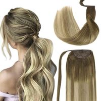Cheveux tressés en gros Extension de perruque queue de cheval ondulée naturelle Cheveux queue de cheval synthétique blond ombré sans flamme résistant à la chaleur