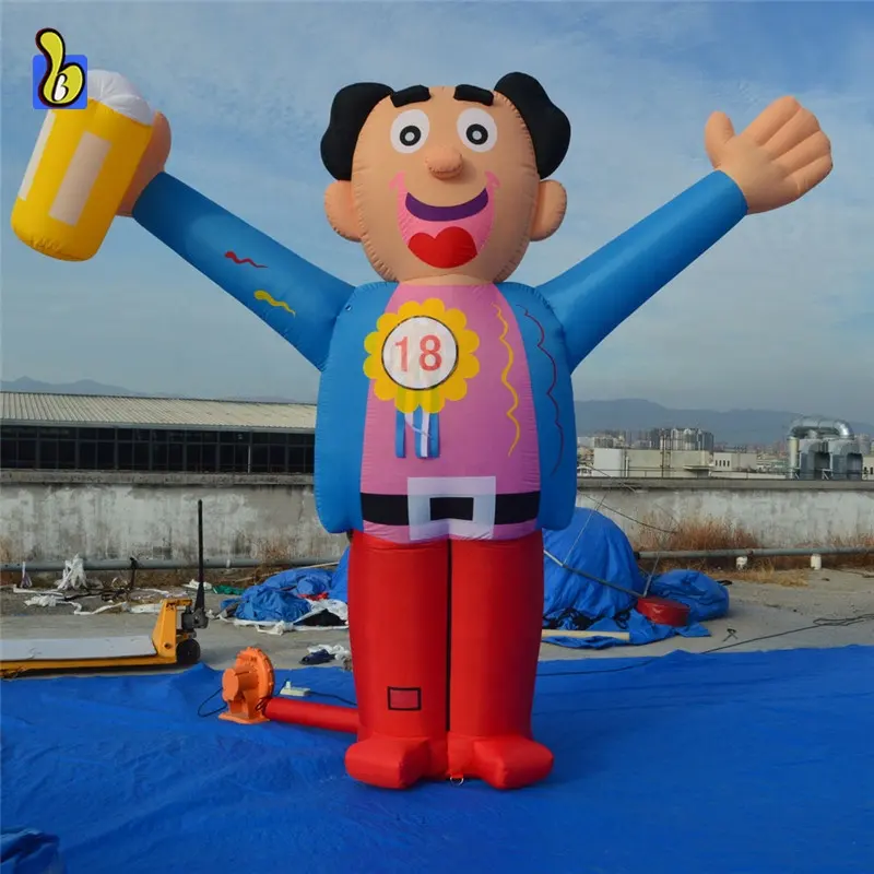 Party Inflatable Abraham Cartoon, Inflatable Holland Doll with Beer Cup