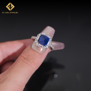 Anillo de Compromiso Rectangular de Plata de Ley 925 con Diamante Azul VVS de Alta Calidad para Mujer, Regalo - Product Image 5