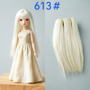 Precio al por mayor: Trama de pelo de cabra de 500 cm para peluca de muñeca, cabello liso de 20 cm de longitud, color 613, pedido mínimo 1 pieza - Product Image 1