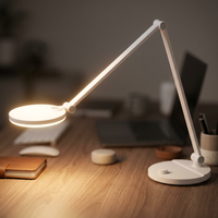 Lampe de bureau LED flexible en ABS pour bureaux d'étude, éclairage de lecture AC, lampes de table contemporaines avec contrôle rotatif et gradation progressive