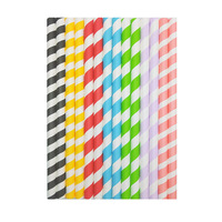 Pailles en papier rayées durables en vrac, biodégradables et jetables pour gobelets hauts, tasses et bocaux Mason