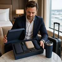 Kit de Regalo Ejecutivo Personalizado para Viajes con Porta Pasaportes, Etiqueta para Equipaje, Bolsa para Termo, Antifaz para Dormir, para Programas de Viaje de Clientes VIP