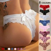 Culottes en dentelle YZ 2026 pour femmes, taille mi-haute, avec nœud, string, culottes sans couture en dentelle, grandes tailles