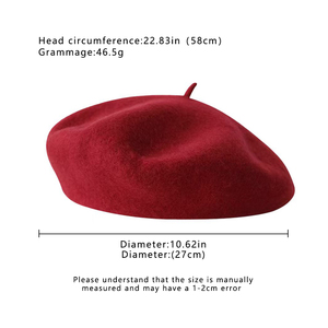 OEM 100% 울 프랑스 베레모 모자 남여 공용 14 색 스톡 사용자 정의 자수 캐주얼 야외 여행 파티 매일 해변 사용 - Product Image 2