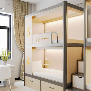 Literas duraderas y elegantes con marco de madera y metal, cápsulas para dormir con escaleras y camas de <span class=keywords><strong>hostal</strong></span> de almacenamiento - Product Image 2