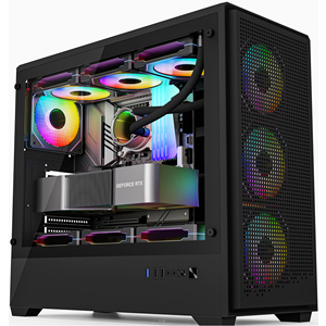 Gabinete <span class=keywords><strong>de</strong></span> PC Micro ATX para Juegos, Cristal Curvo, Torre Media ATX, RGB con Ventiladores, Venta al Por Mayor - Product Image 2