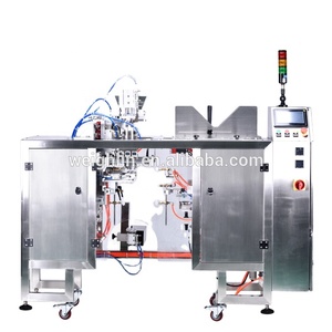 Low Factory price mini doypack packing machine for pre-made ziplock flat Bottomed Quad Seal Flat 3 Side Seal Shaped pouch