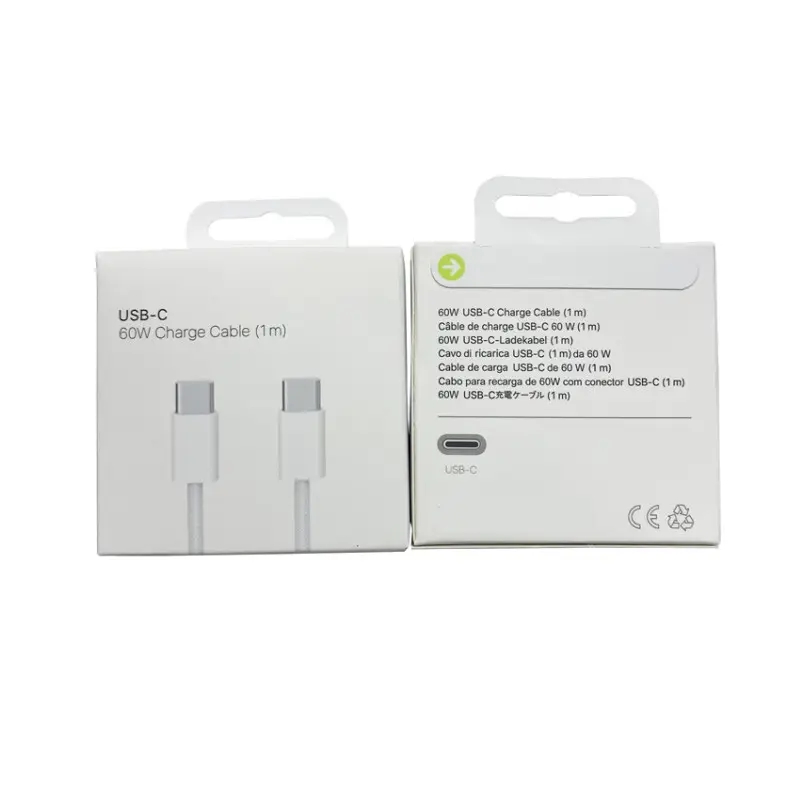 CABLE USB C A USB C BLANCO DE 60W