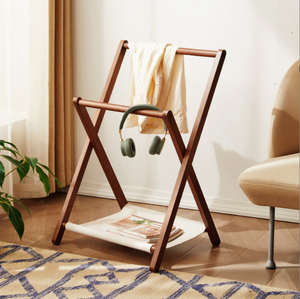 Porte-vêtements de plancher <span class=keywords><strong>en</strong></span> <span class=keywords><strong>bois</strong></span> bon marché étagère de rangement de vêtements <span class=keywords><strong>en</strong></span> <span class=keywords><strong>bois</strong></span> massif multifonctionnel ménage intérieur chevet cintre pliant - Product Image 2