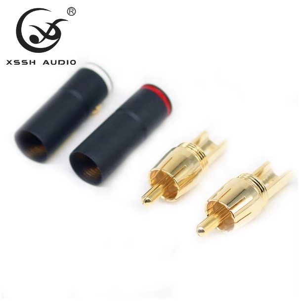 YIVO XSSH Audio AV Lotus Adapter, Brass Gold Plated Male RCA Connector Jack for Hi-Fi DIY Speaker Signal Cable OEM ODM Supported