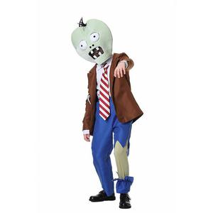 Costume de cosplay d'Halloween pour garçons, tenue de jeu de rôle Plants Vs Zombies, pantalon bleu, veste marron, ensemble cravate rayée - Product Image 4