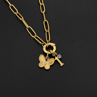 Pulsera de Acero Inoxidable Chapada en Oro de 14 Quilates con Dije de Mariposa y Número 1, Estilo Y2K, Joyería DIY para Mujer, Emanco