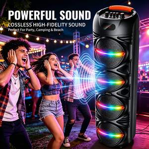 Système de haut-parleurs de fête 4x8,5 pouces avec LED RGB, Bluetooth 5.3, liaison TWS, pour extérieur, DJ, avec woofers, USB, TF, AUX, FM, pour la maison et le karaoké familial - Product Image 4