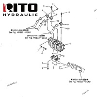Pompe principale RITO 705-41-08100 HPV35 PC28UU-2, ensemble de pièces de rechange hydrauliques pour excavatrice, unité 7054108100, pompe rotative