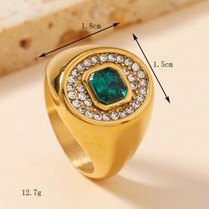 Tarnish livre mulheres e homens grande declaração aço inoxidável cristal rhinestone anéis - Product Image 2