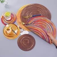 Set de table rond en coton, résistant à la chaleur, antidérapant, anti-taches, multicolore, pour salle à manger et cuisine