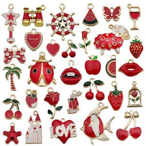 Gota engrasada Red Kelp Fish Animal DIY collar pulsera accesorios al por mayor joyería colgante espaciadores - Product Image 5