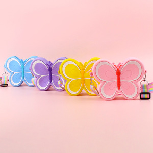 Cute Butterfly Crossbody Bag for Silicone Stress Relief Coin <b>Purse</b> Perforated Design Versatile Mini Bag for Girls - Product Image 3