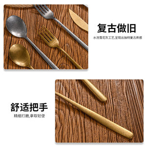 Ensemble de baguettes et cuillères vintage en acier inoxydable 304, finition antique, carrées, antidérapantes, pour barbecue, restaurant, couverts - Product Image 4