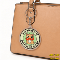 Porte-clés en acrylique amusant « It Is What It Is but It Is No Bueno », breloque chat mignon et rond avec anneau métallique pour clés et sacs