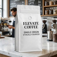 Sacs à café à fond plat personnalisés avec logo, 500g 1kg, en aluminium, scellés sur huit côtés avec valve de dégazage unidirectionnelle pour torréfacteurs