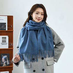 Bufanda de lana de diseñador para mujer para invierno, moda Otoño Invierno, chal cálido grueso con cuello largo con borlas, Color sólido personalizable - Product Image 6