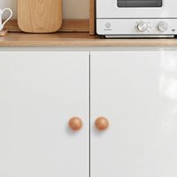 Poignée de porte d'armoire à tiroir en bois massif à trou unique, boule ronde, minimaliste japonaise pour chambre d'enfant