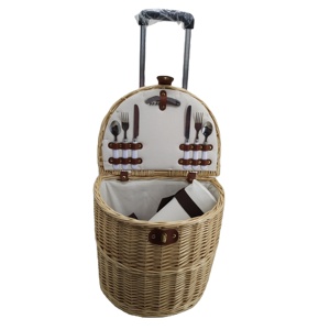 Cesta de pícnic de mimbre, práctica y sencilla, con barra de empuje, para <span class=keywords><strong>2</strong></span> <span class=keywords><strong>personas</strong></span> - Product Image 2