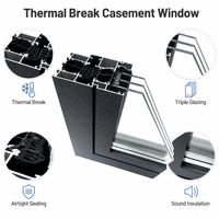 Fenêtre à battant en aluminium noir conforme à la norme australienne AS2047, double vitrage Low-E, rupture de pont thermique, haute efficacité énergétique