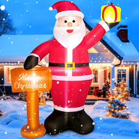 Père Noël gonflable de 6 pieds avec boîte cadeau, panneau Joyeux Noël, ornement lumineux LED pour la cour, la pelouse, la décoration extérieure des fêtes