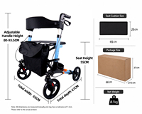 Déambulateurs à quatre roues pour personnes âgées, dispositifs d'aide à la marche, déambulateur avec siège, déambulateur avec siège pour personnes handicapées, déambulateur avec siège pour le shopping