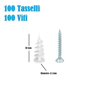 Nylon Spiral Plugs 4.5x30 Mm With Steel Screws For Plasterboard Fixing 100 Pcs - Product Image 3