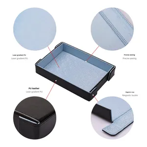 Plateau à dés magnétique rectangulaire pliable en cuir et plastique, avec support de téléphone, design moderne, idéal pour le salon et les adultes – Meilleures ventes - Product Image 3